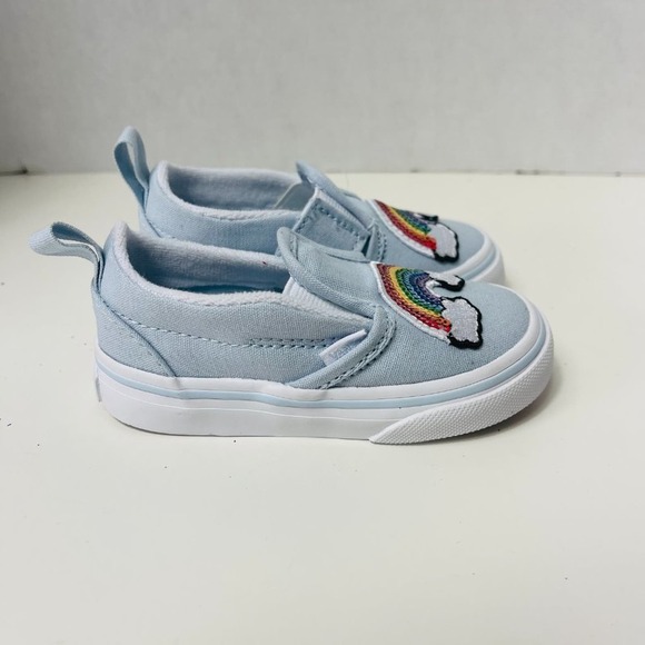 Vans Toddler Slip-On V Sequin Patch Shoe Ballad Blue/True White Size 5.5T NEW - Picture 9 of 11